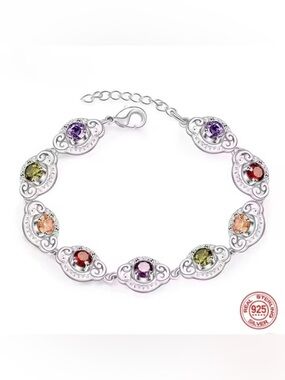 New Multi Colored Stone .925 Bracelet